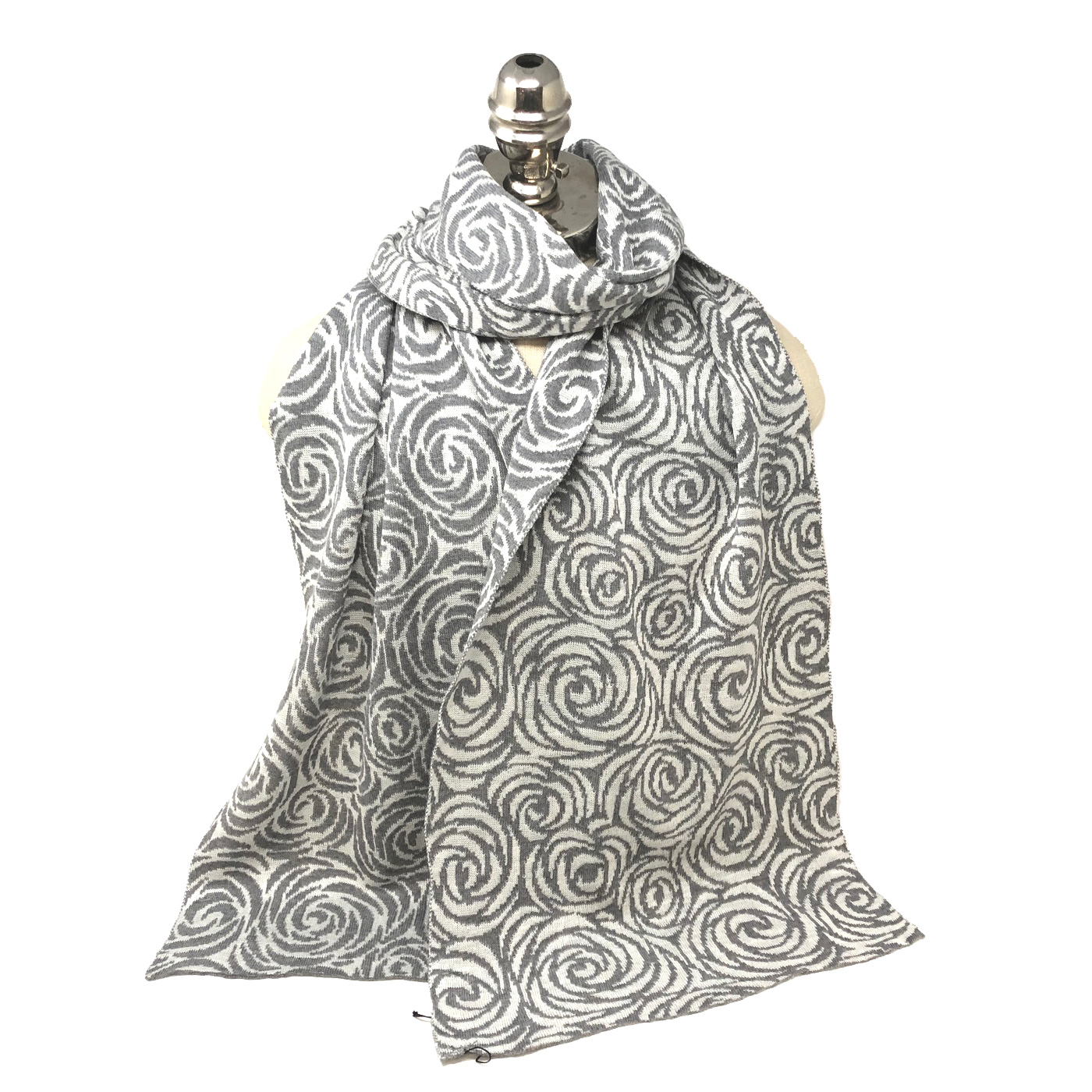 McKernan Sommer Schal "DIVA" silver sphere/ hellgrau, ca.26 x 180 cm Rosenmuster