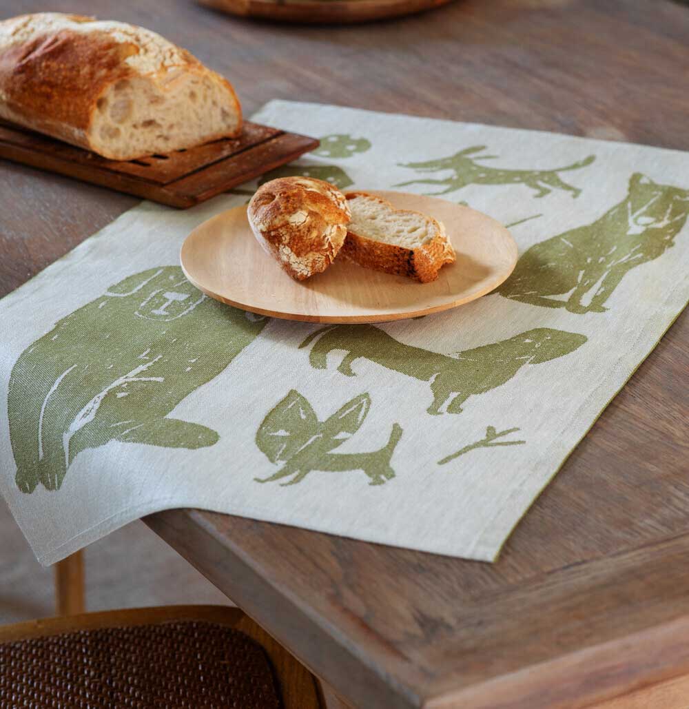 Lapuan Kankurit Geschirrtuch " Koirapuisto" hellgrün, 100% Leinen , Hunde 