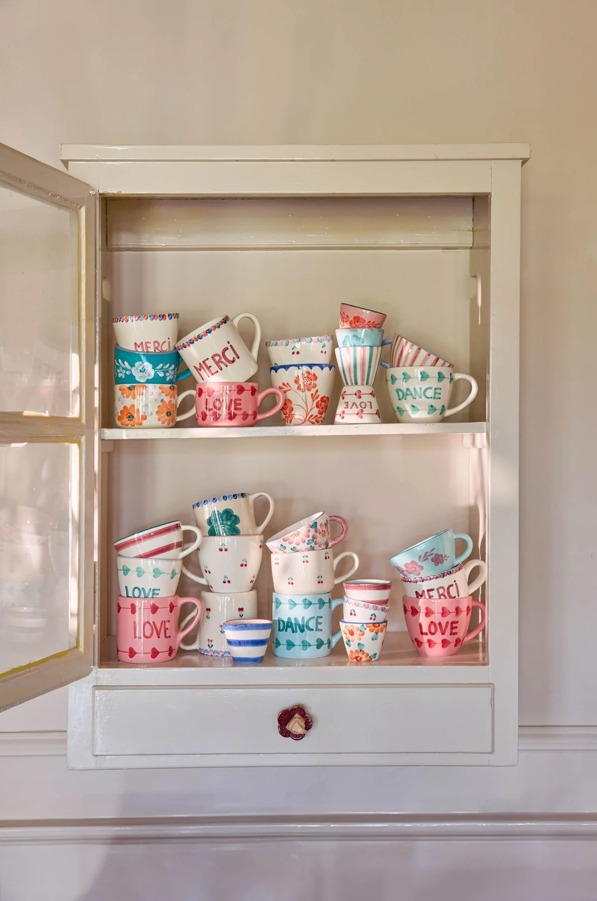 Rice Cappuccino Tasse Flowers, Orange, Hand-painted Flowers, Keramik