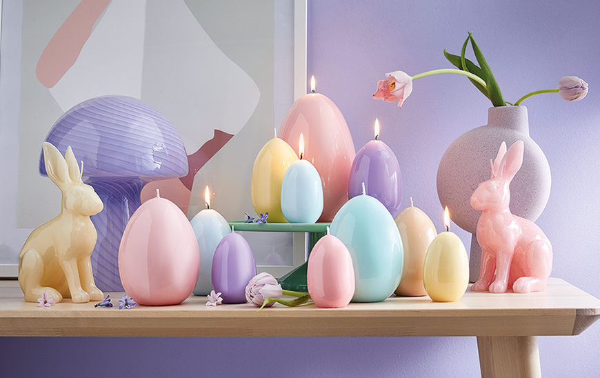 Engels Kerzen Eierkerze gelackt,  Höhe ca. Ø8 H12 cm, Farbe: Kirschblüte