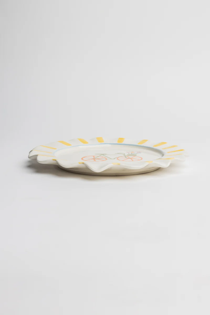 Teller VELOBLOOM, Fahrrad,  D. 18 cm, Keramik  