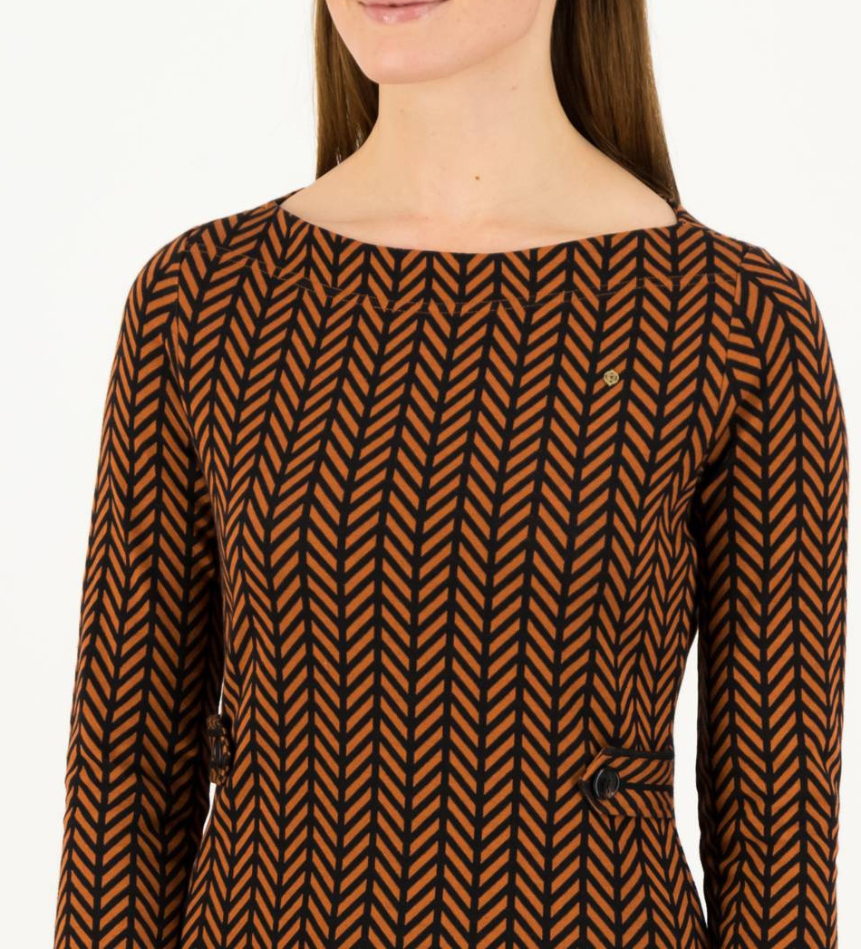 Blutsgeschwister Etuikleid mod a lula, brown zig zag Blutsgeschwister Etuikleid mod a lula, brown zig zag