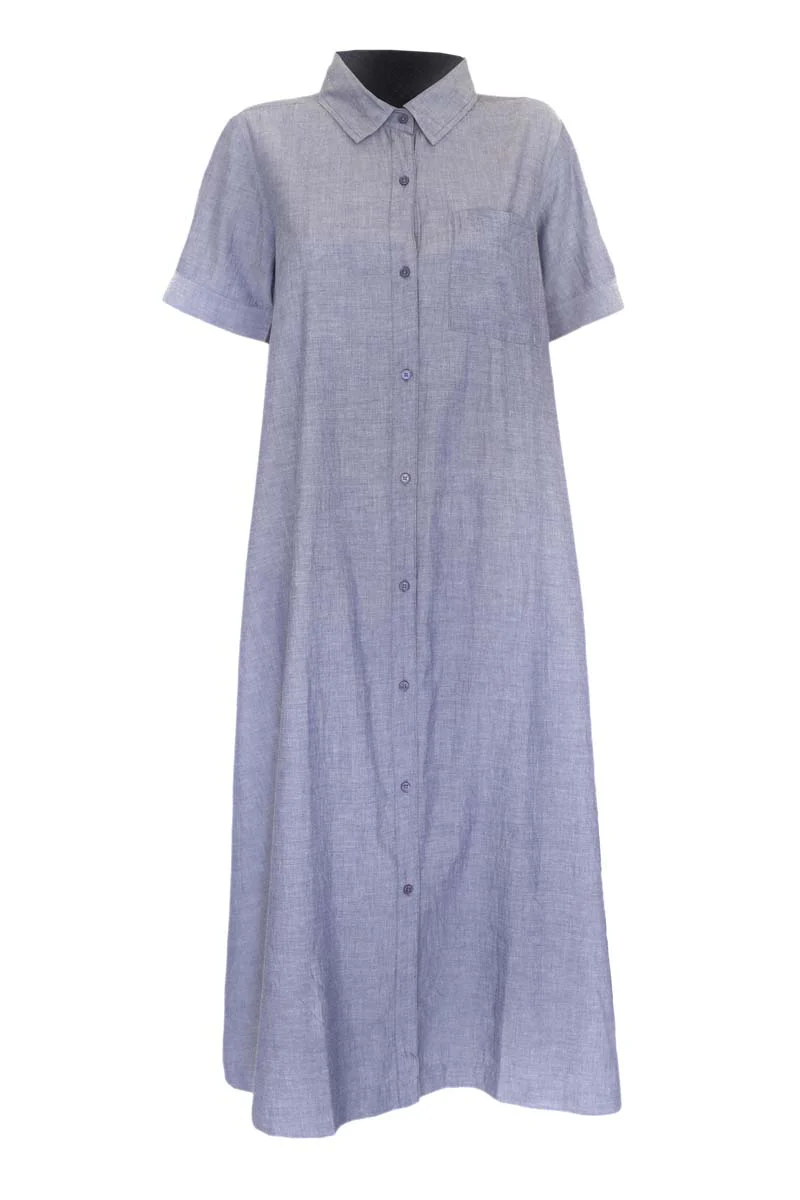 Danefæ Danapril SS Chambrey Dress - Denim blue Kleid