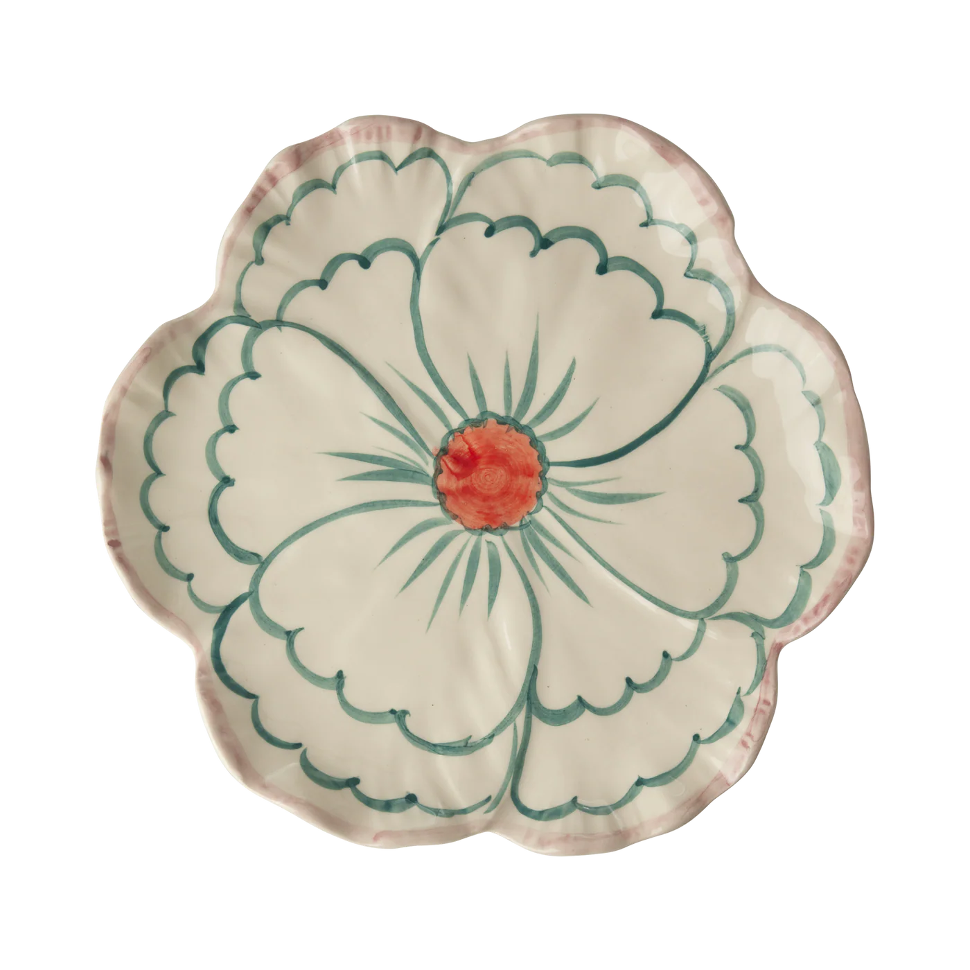 Rice Blume Keramik Beilagenteller - Jade - Hand-painted, D. ca. 19,5 cm   