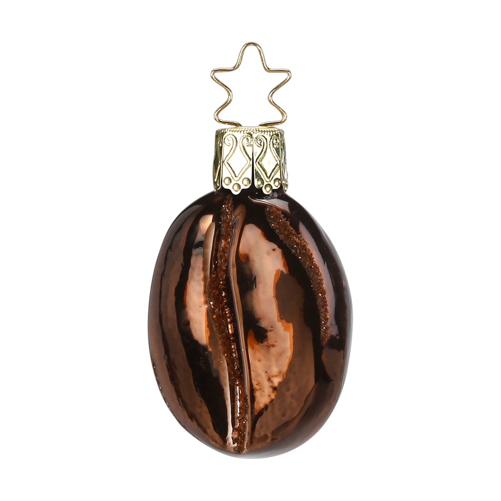 Inge Glas Kaffeebohne schokobraun,  Im Kaffeehaus, Christbaumkugel, ca.5,5 cm, Glas