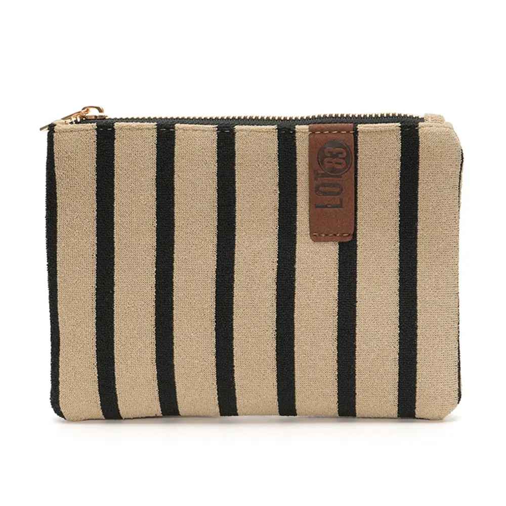 LOT83 Tasche Pia 18, Frottee, ca. 19 x 13 cm, Schwarz-Beige