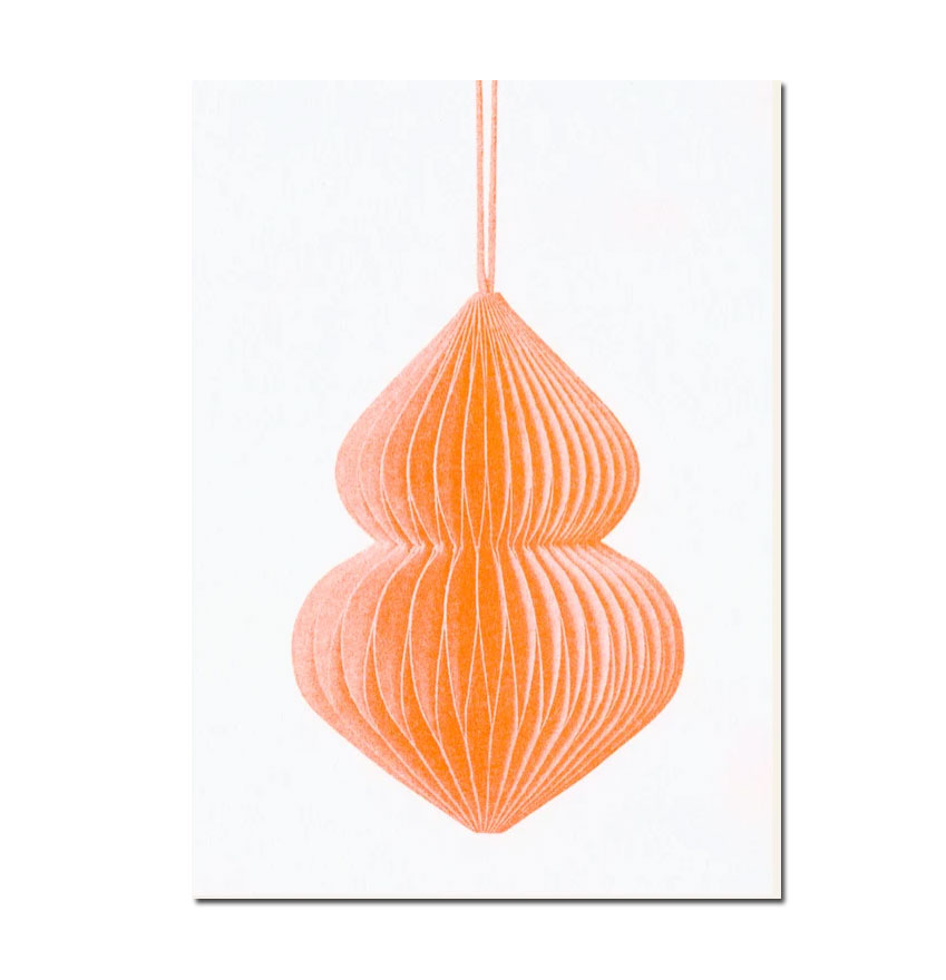 Herr und Frau Rio Postkarte XMAS Schmuck Orange , Risographie Postkarte Weihnachten