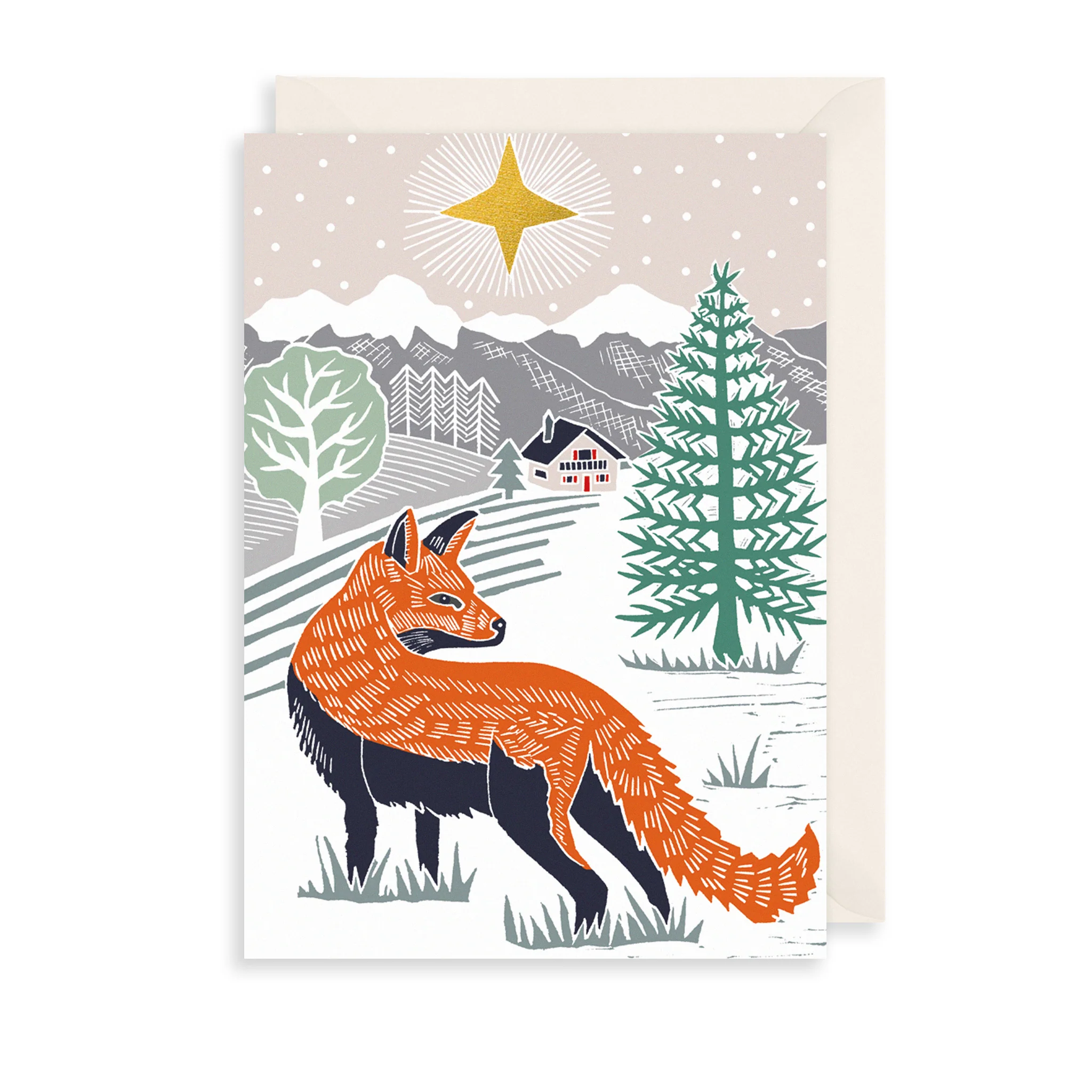 Doppelkarte  Weihnachten "Winter Fox "Fuchs von The Art File 