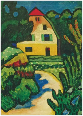 Gabriele Münter Postkarte "Das rote Haus, 1909"