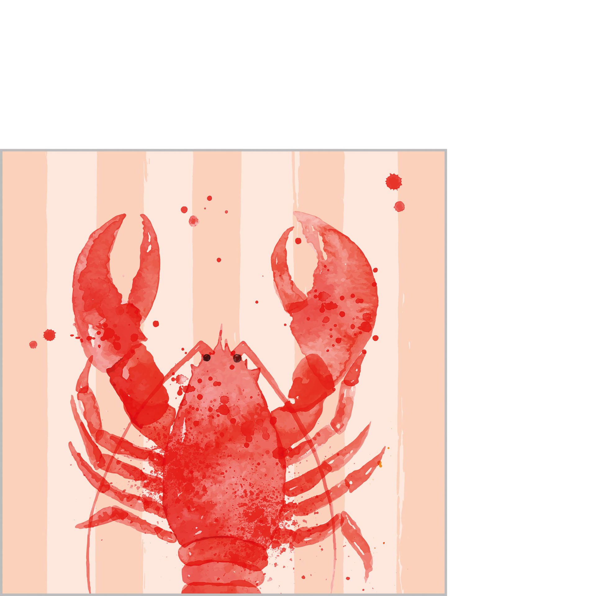 Papierservietten Lobster & Stripes , 25 x 25 cm  , Cocktailservietten , ppd, Hummer