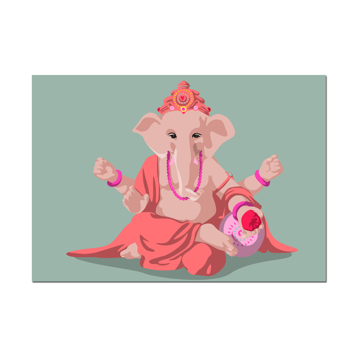 Postkarte  Yoga, Ganesha green  von happiness