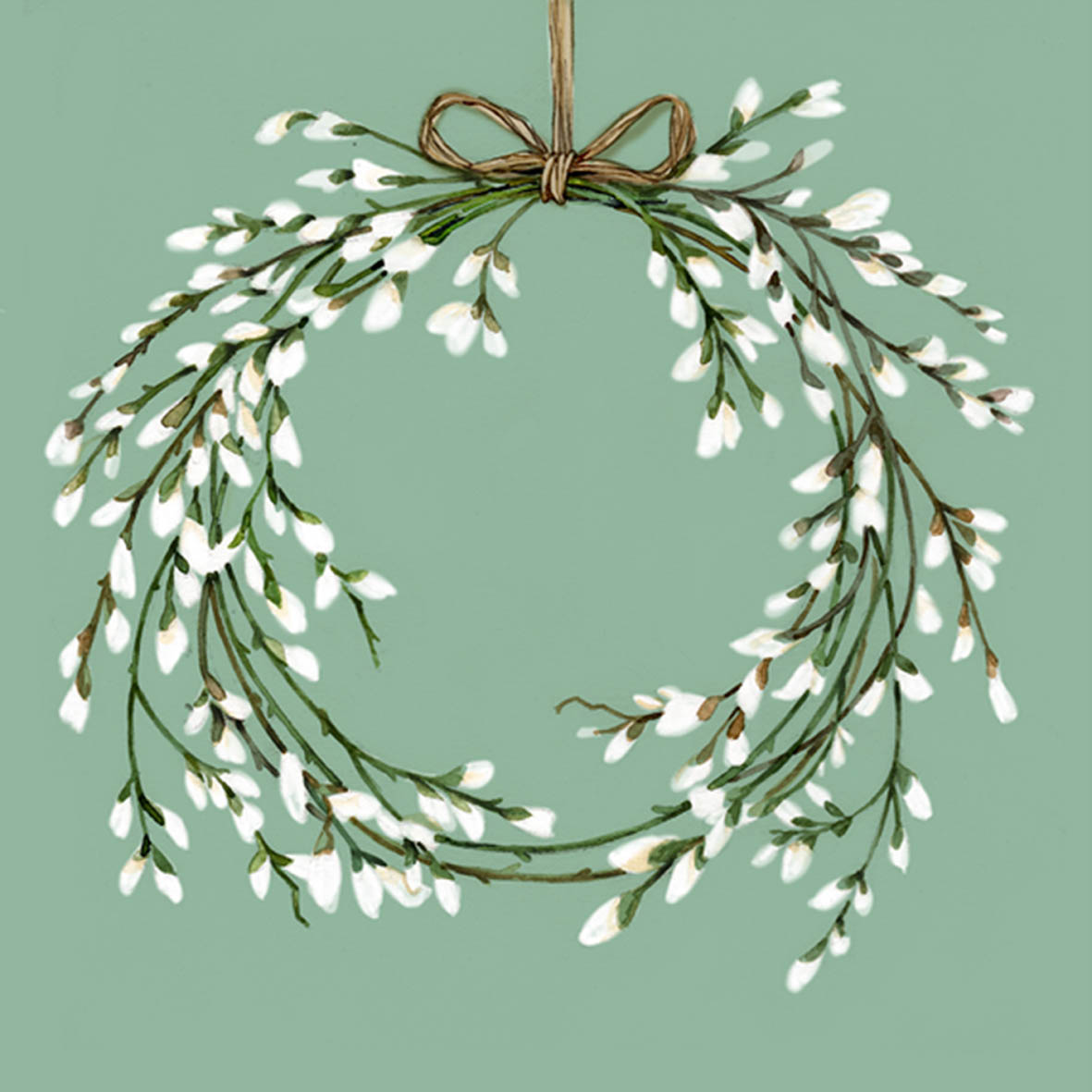 Papierservietten  "Springtime Wreath"Frühling Kranz, 33 x 33 cm  von PPD, Weidenkätzchen