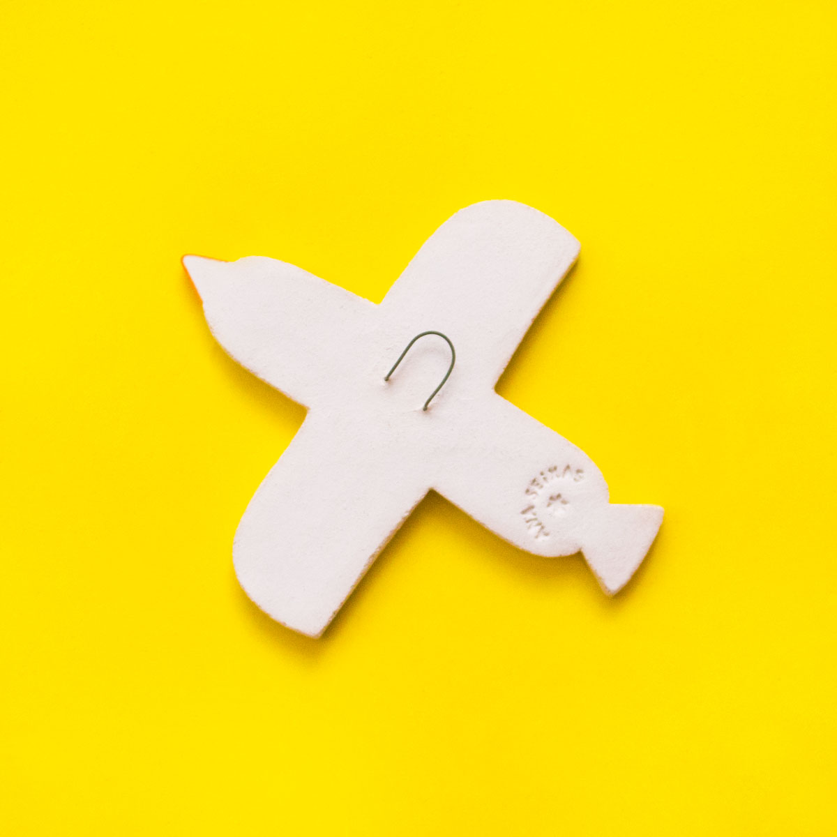 Ana Seixas Wandvogel GELB aus Portugal, Keramik ca. 12 x 12 cm, Handgefertigt 