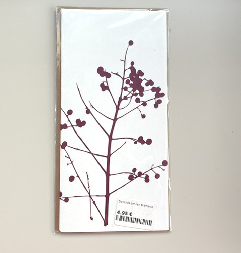 Dorothee Lehnen Briefkarte Zweig mit Beeren, handgedruckt, DIN lang von Dorothee Lehnen
