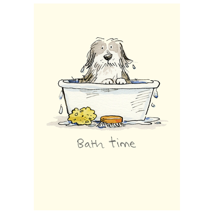 Two Bad Mice Doppelkarte "Bath Time "  von Two Bad Mice aus England von Anita Jeram , Hunde