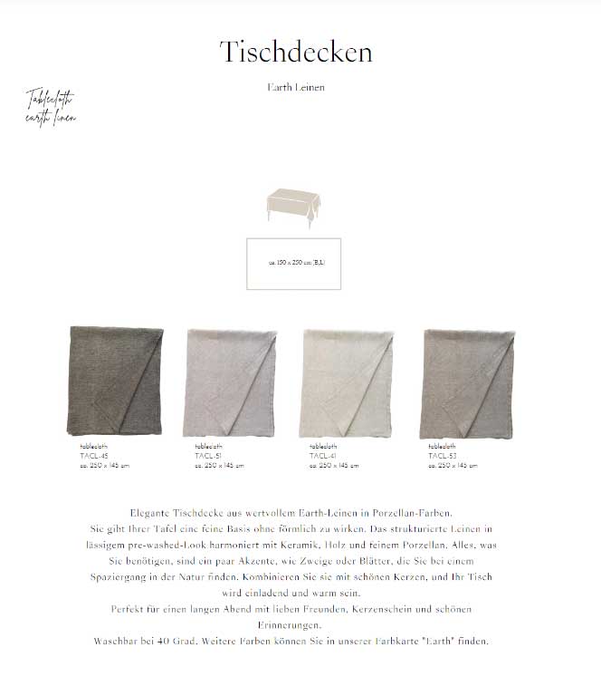 Dorothee Lehnen Tischdecke Leinen (Qualität earth), ~250 x 145 cm, Fb. 44 truppa von Dorothee Lehnen   