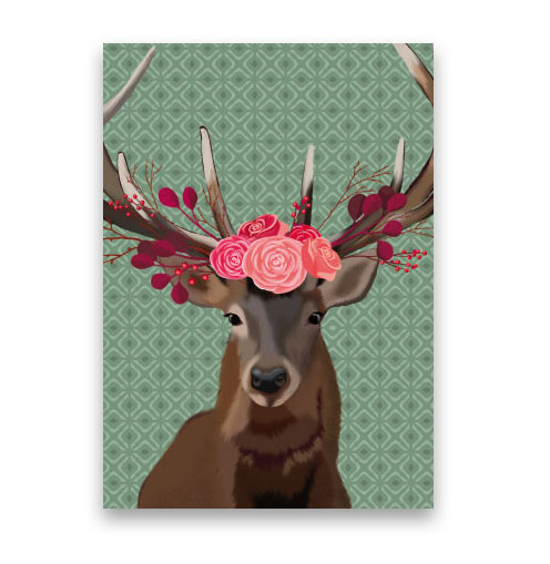 Postkarte Deer von Toni Starck , Hirsch