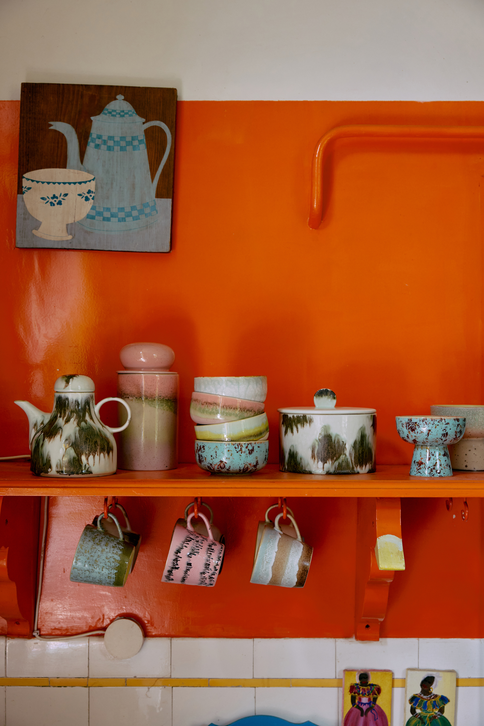 HKliving 70's Cappuccino-Becher, BUBBLE, Siebziger Jahre Geschirr, Keramik, Tasse