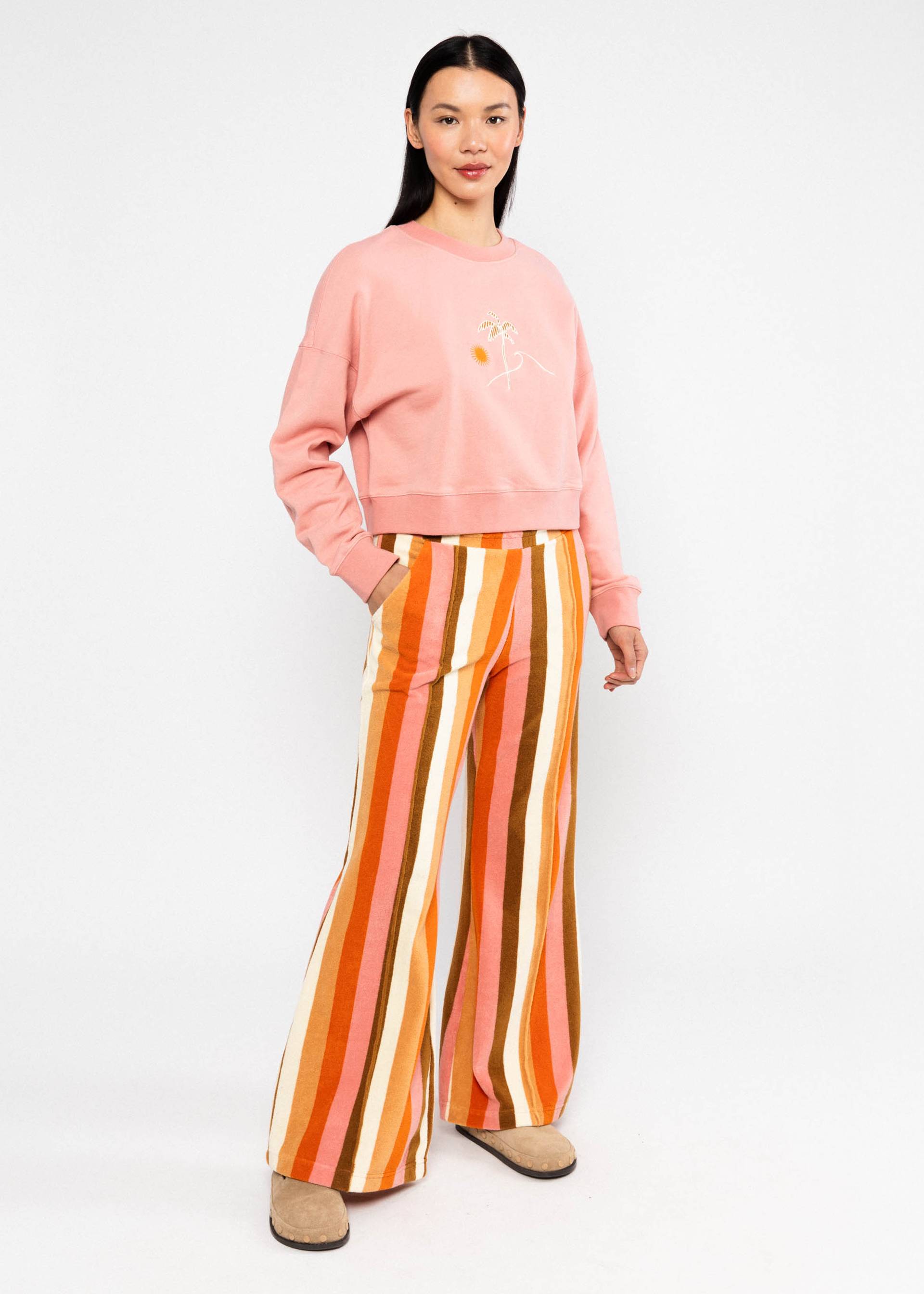 Blutsgeschwister Pullover Crew Core - happy beach palms pink