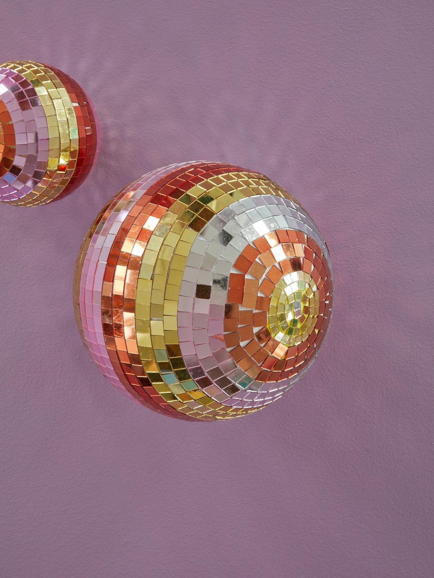RICE Diskokugel Pink, Medium, D. ca. 15 cm, Medium Disco Ball - Pink