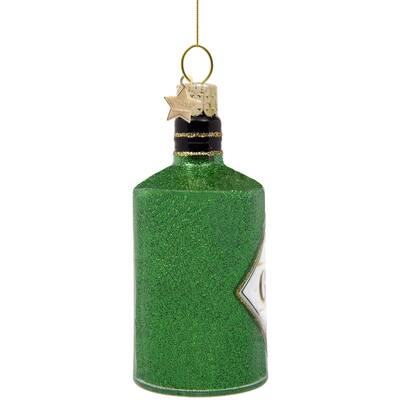 Weihnachtskugel GIN, grün Glitzer, Glas,  H. ca. 10 cm  