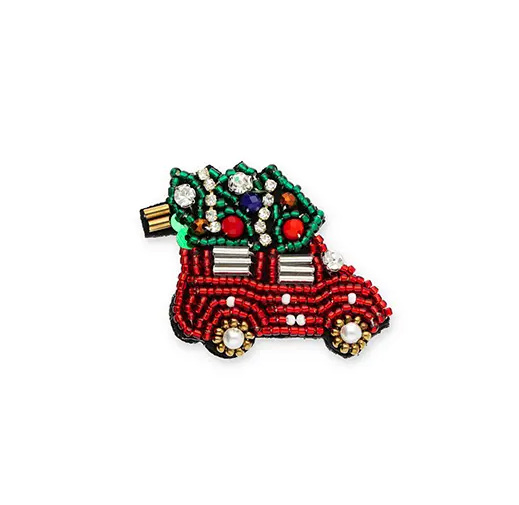 Brosche Weihnachten Auto Filz & Perlen, Modeschmuck  