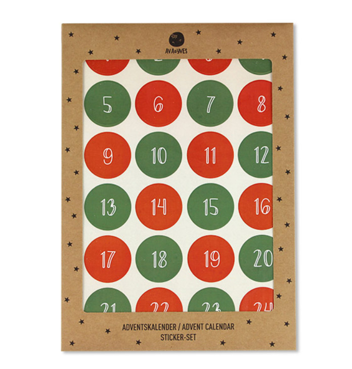 Ava & Yves Adventskalender-Sticker, rot/grün, 1 Set à 24 Sticker