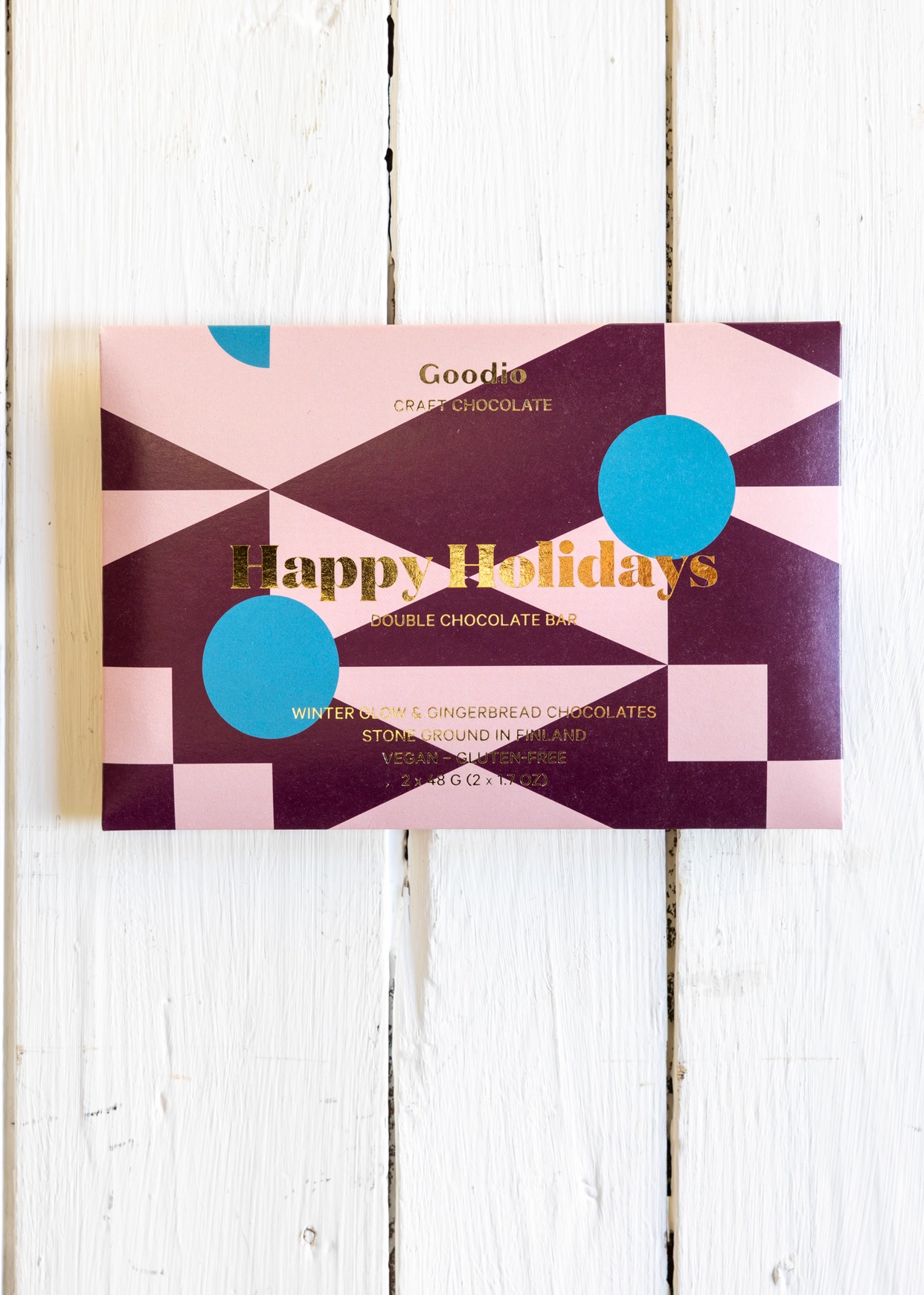 % GOODIO Weihnachtsschokolade HAPPY HOLIDAYS, Doppel-Schokoladenriegel, 2x 48 g
