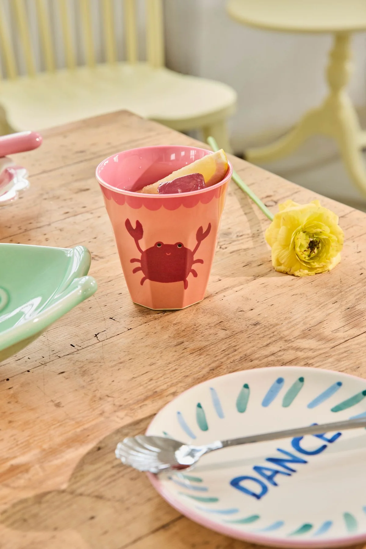 Rice Melamin Becher - Koralle - Crab Print, 250 ml, Krabbe