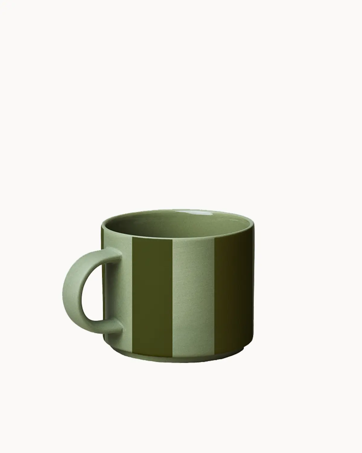 GOOD MOOD collection cup - eucalyptus striped, Porzellantasse Streifen, 280 ml