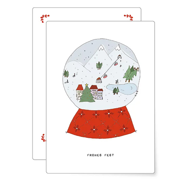 MIAO Postkarte   "Frohes Fest" Schneekugel winter wonderland, Weihnachten Weihnachtskarte   