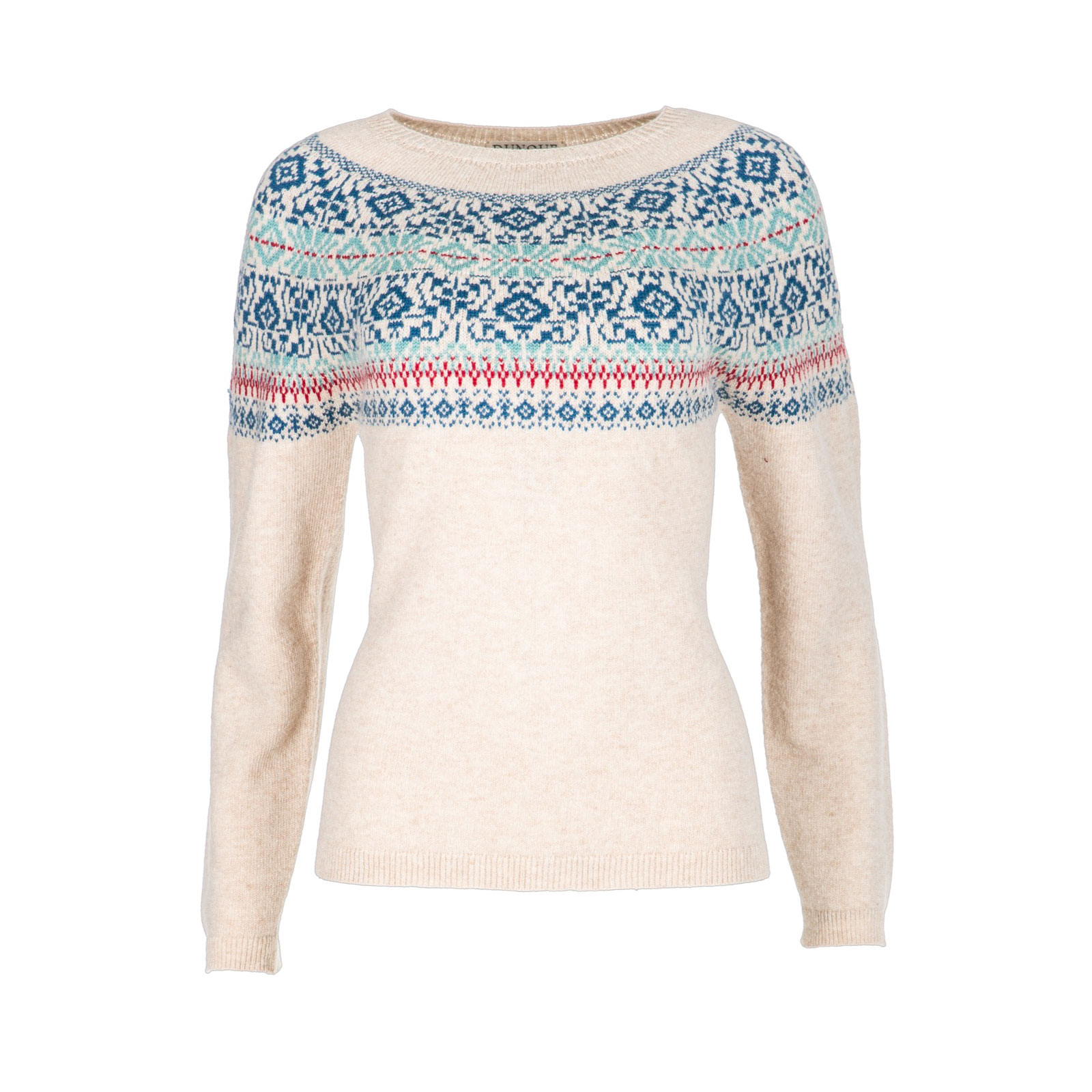 DUNQUE Jacquard-Pullover "Fair-Isle Knit and Wear" GOTS , Farbe natur-bunt, 100 % Bio-Baumwolle, Made in Germany