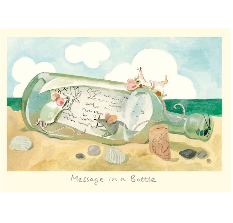 Two Bad Mice Doppelkarte "Message in a Bottle" von Two Bad Mice aus England, Maus, Mäuse