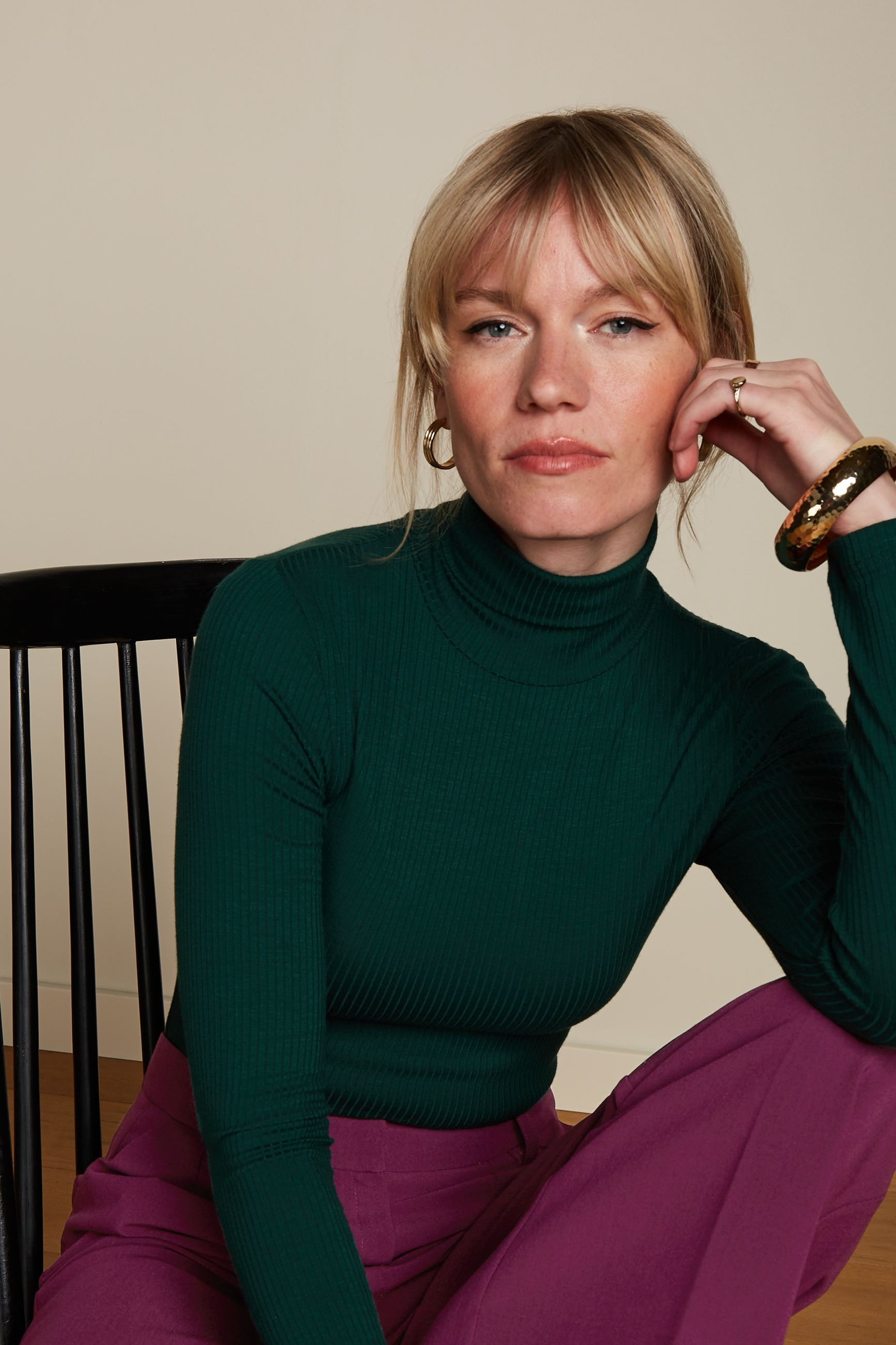 King Louie Rollneck Top Uni Rib, Farbe: Pine Green, Größe S/36