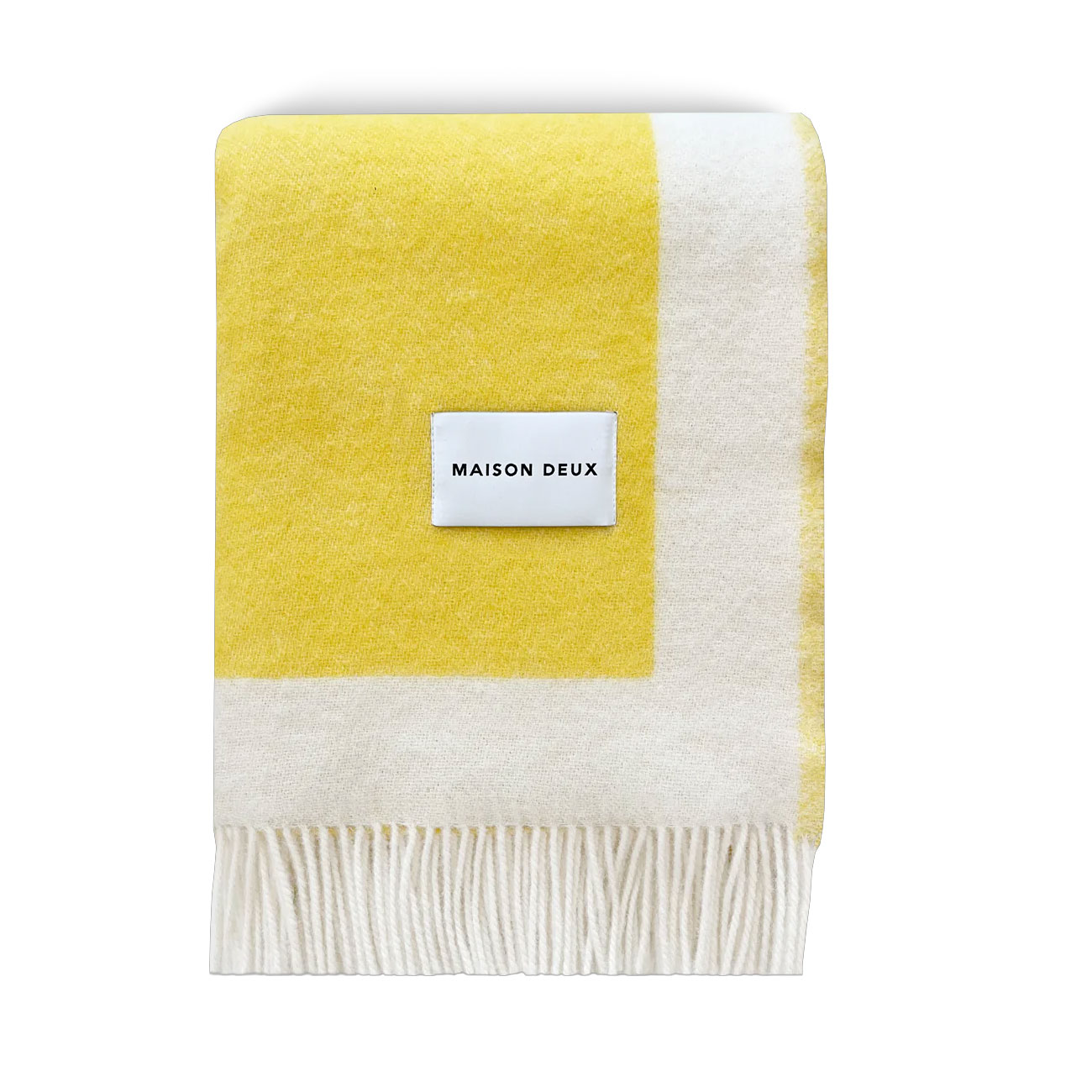 Maison Deux Wolldecke Color Block No.2 Gelb, ca. 130 x 200 cm, Plaid, 100 % Wolle  