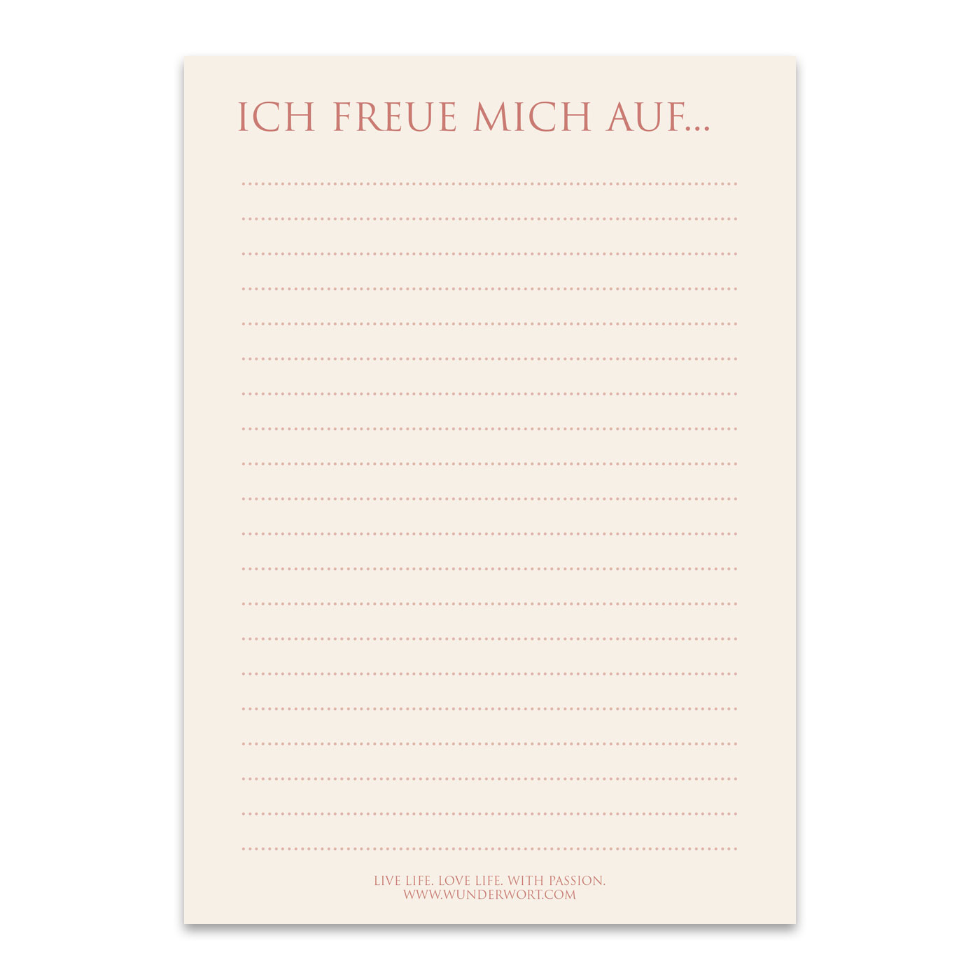 Wunderwort Schreibblock  "ICH FREUE MICH AUF..." 