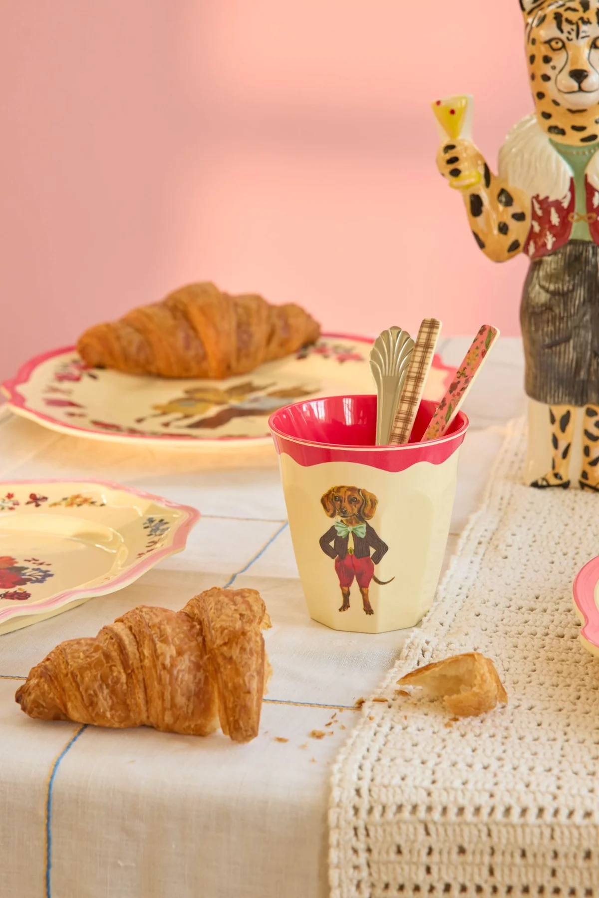 Rice Melamin Vintage Becher - Rot - Nathalie Lété Vol. 2 Print, 250 ml, Melamine Cup with Nathalie Lété Print - Medium - Red Kiss - 250 ml