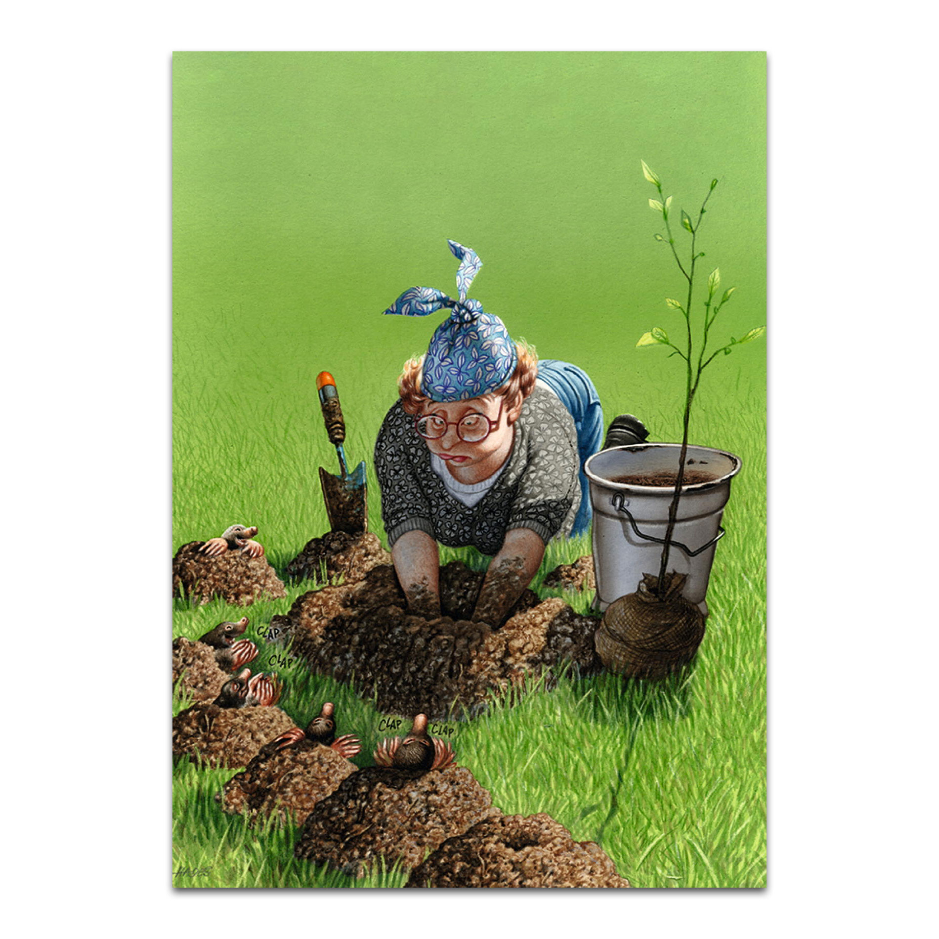 Inkognito Postkarte Applaus von Kollegen, Gartenarbeit