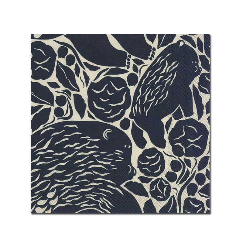 MARIMEKKO Papierservietten  KARHUEMO linen black  , 25 x 25 cm, Cocktailservietten von IHR  