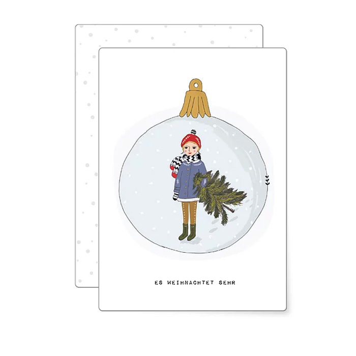 MIAO Postkarte   "Es weihnachtet sehr", Weihnachten, Weihnachtskugel