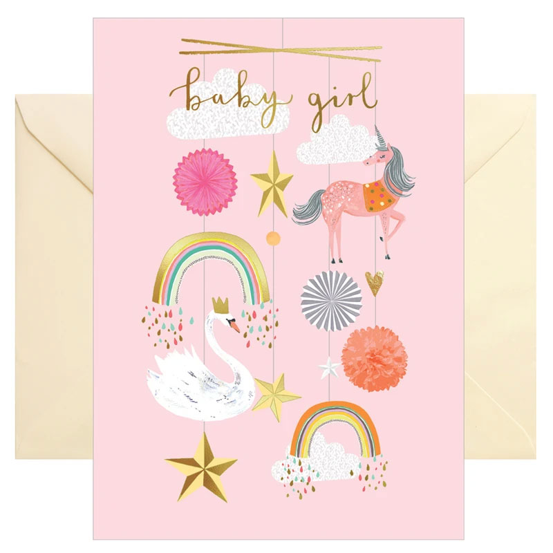  Doppelkarte mit Umschlag "baby girl", Geburt