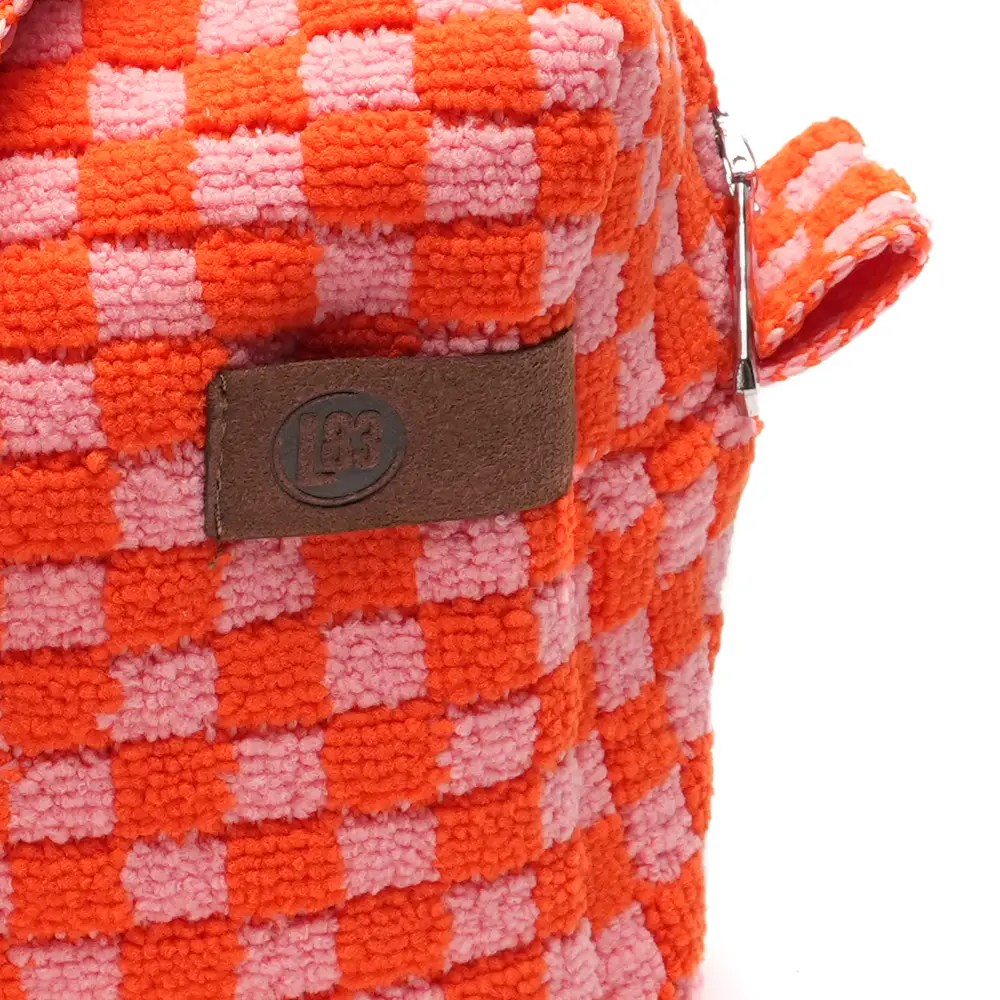 LOT83 Umhängetasche Megan 02, Karo Orange-Pink