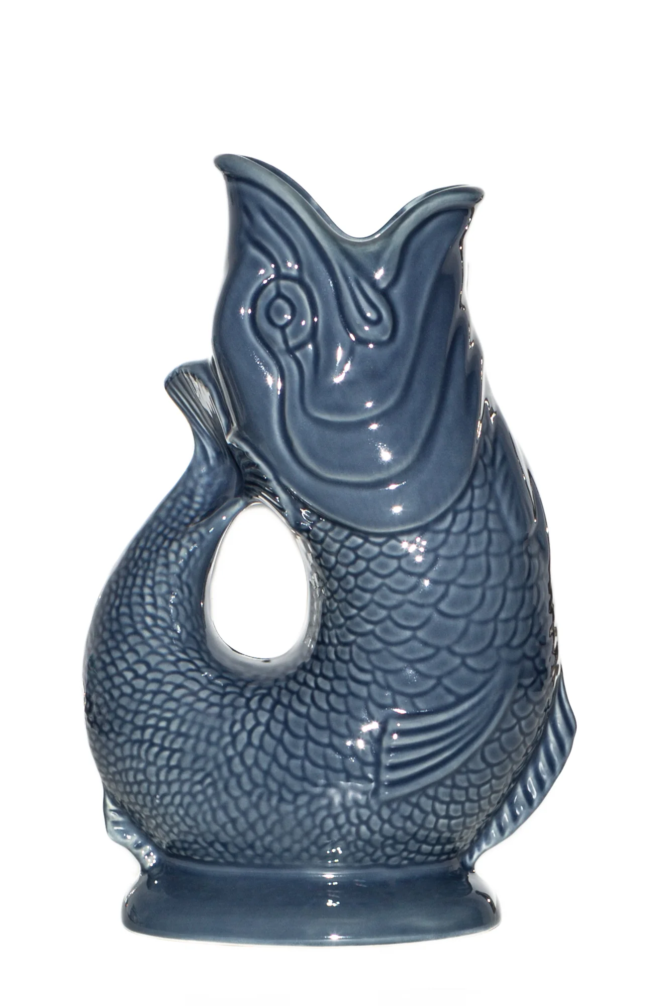 Gluckigluck  Fisch Karaffe/ Vase XL denim, ca. 1,1 L, Höhe ca. 27 cm