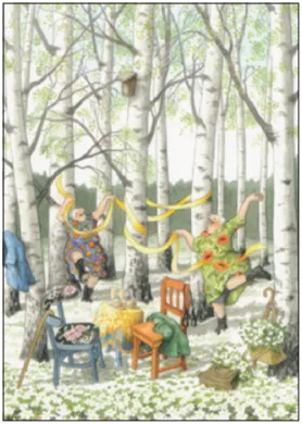 Postkarte Inge Löök " Frauen im Birkenwald"  Löök Postkarte