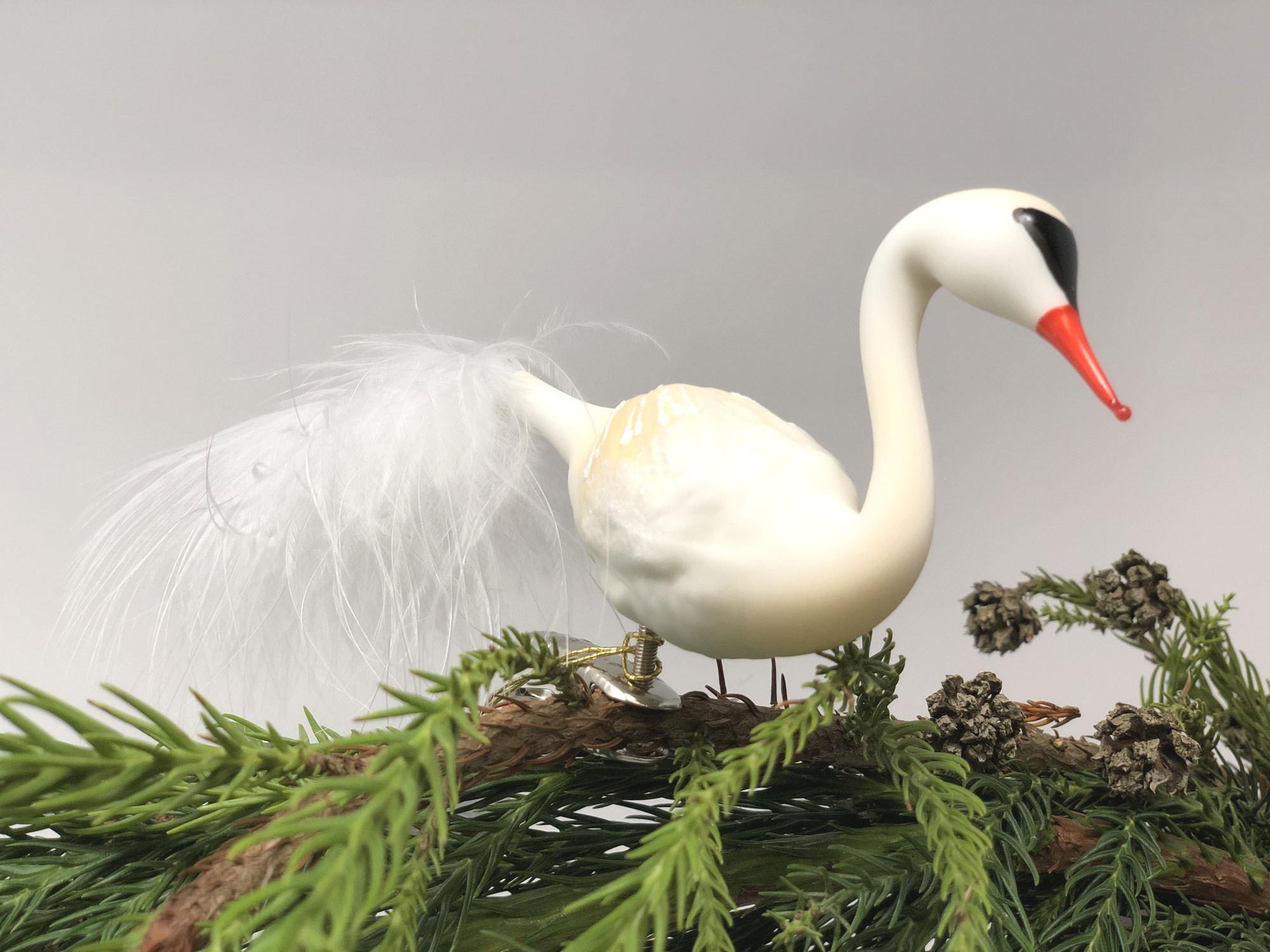 Inge Glas Christbaumschmuck Schwan, ca. 9,5 cm, Weihnachsscmuck Prächtiger Schwan , Clip