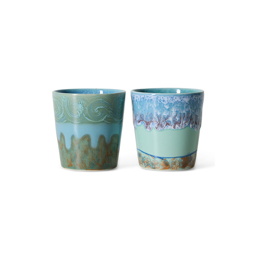 HKliving 70's Kaffee Becher Van Gogh 2er Set, SELF PORTRAIT, 70s ceramics: Van Gogh coffee mugs self portrait, set of 2