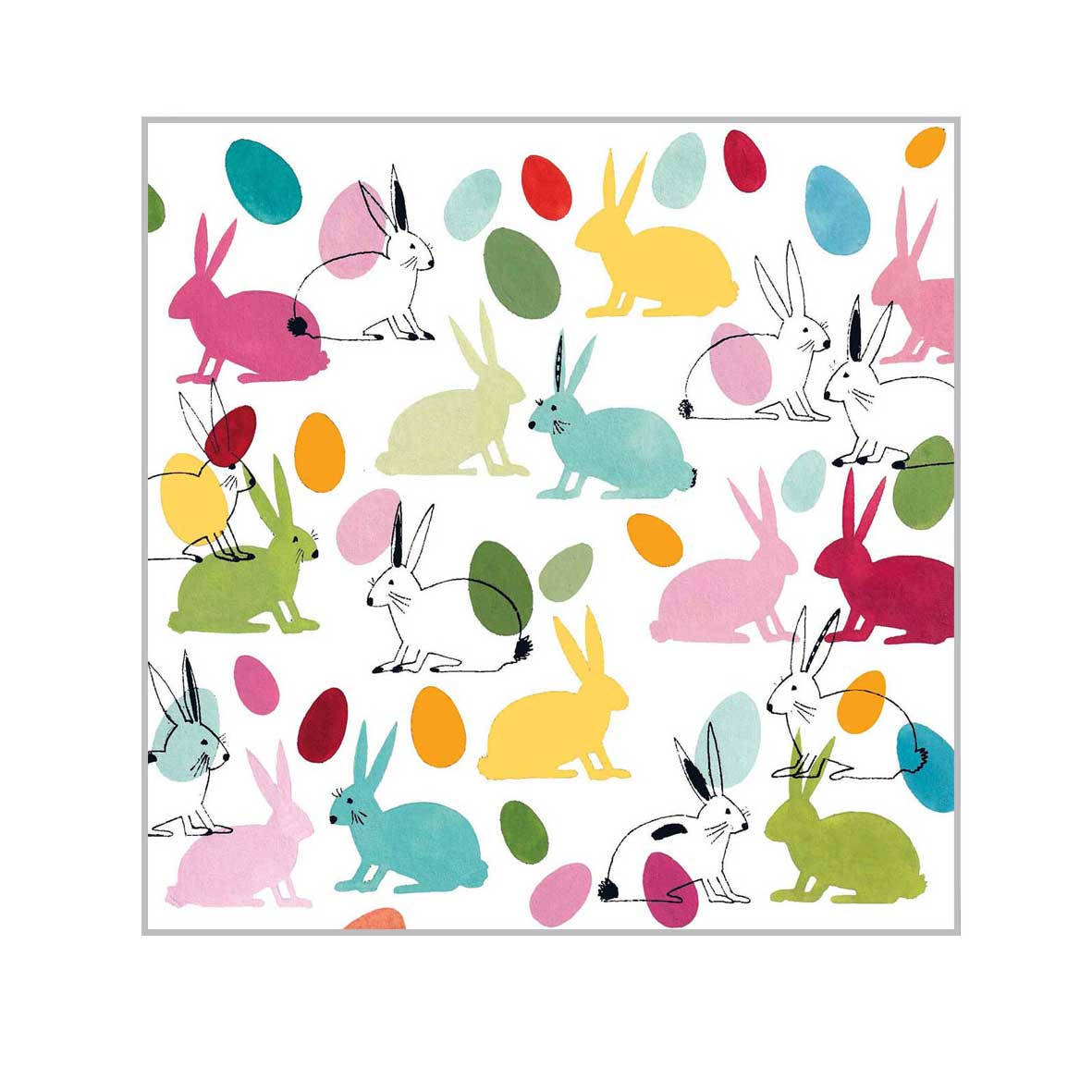 Papierservietten  Ostern "Rabbits & Eggs "bunt, 25 x 25 cm  von  ppd  , Cocktailservietten  Hase & Ostereier