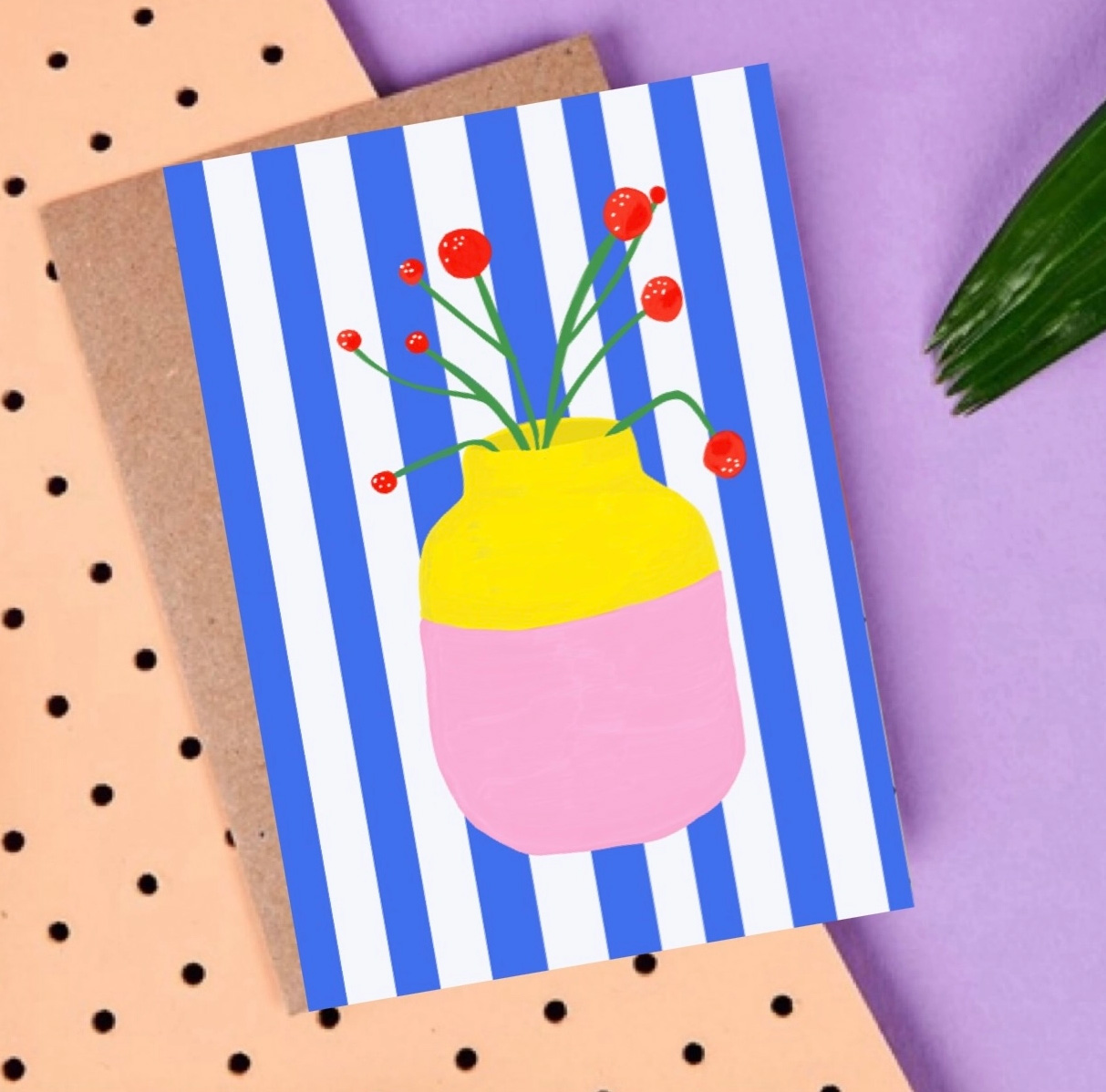 Postkarte "Mio Blue Stripes"  von Ute Arnold   