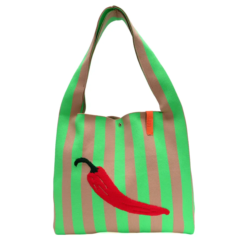 LOT83 Shopper Rebell Loïs 10, Peperoni, Streifen grün , ca.  45 x 35 cm  