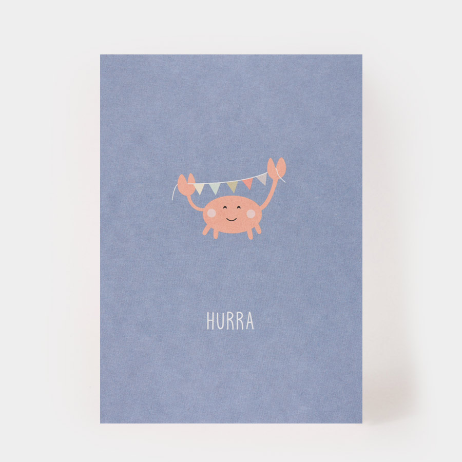% Postkarte HURRA mit Krebs von Kartenmarie